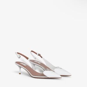 BRAND NEW Alaia White Slingback in Patent Lambskin